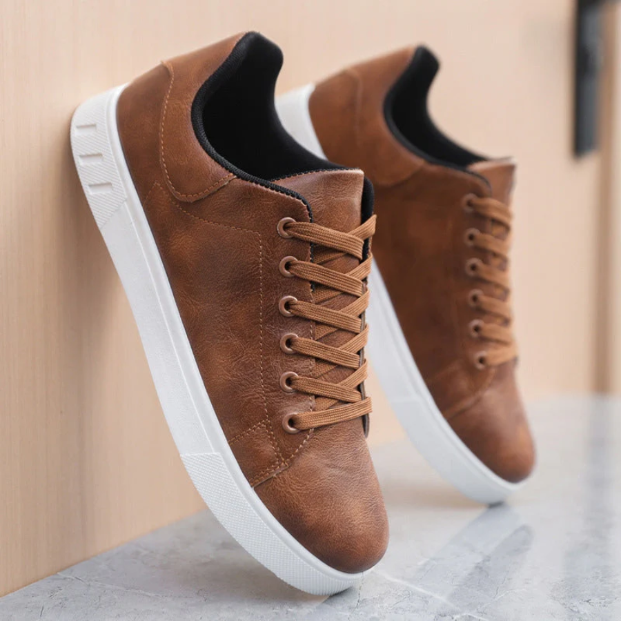 Men's - Stylish Sneakers - Premium Leather - Trendy Footwear