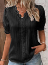 Women's - Elegant edges V-neck blouse - Stylish and Comfortable - Perfect for Any Occasions