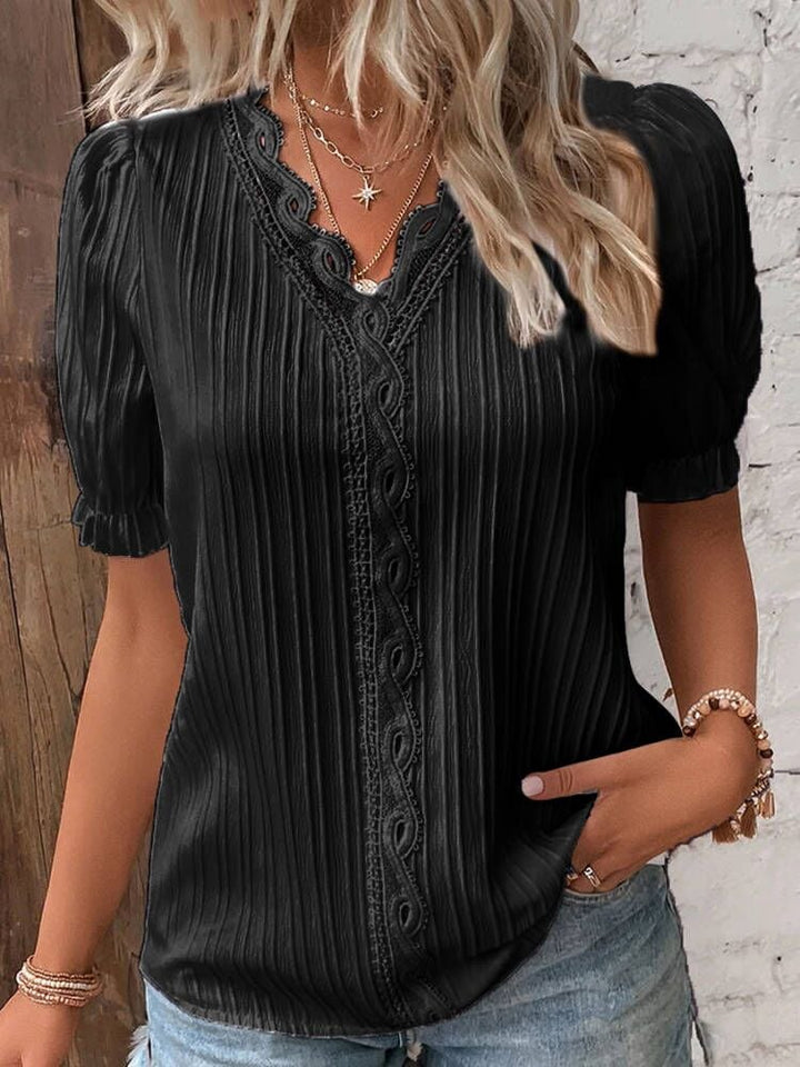 Women's - Elegant edges V-neck blouse - Stylish and Comfortable - Perfect for Any Occasions