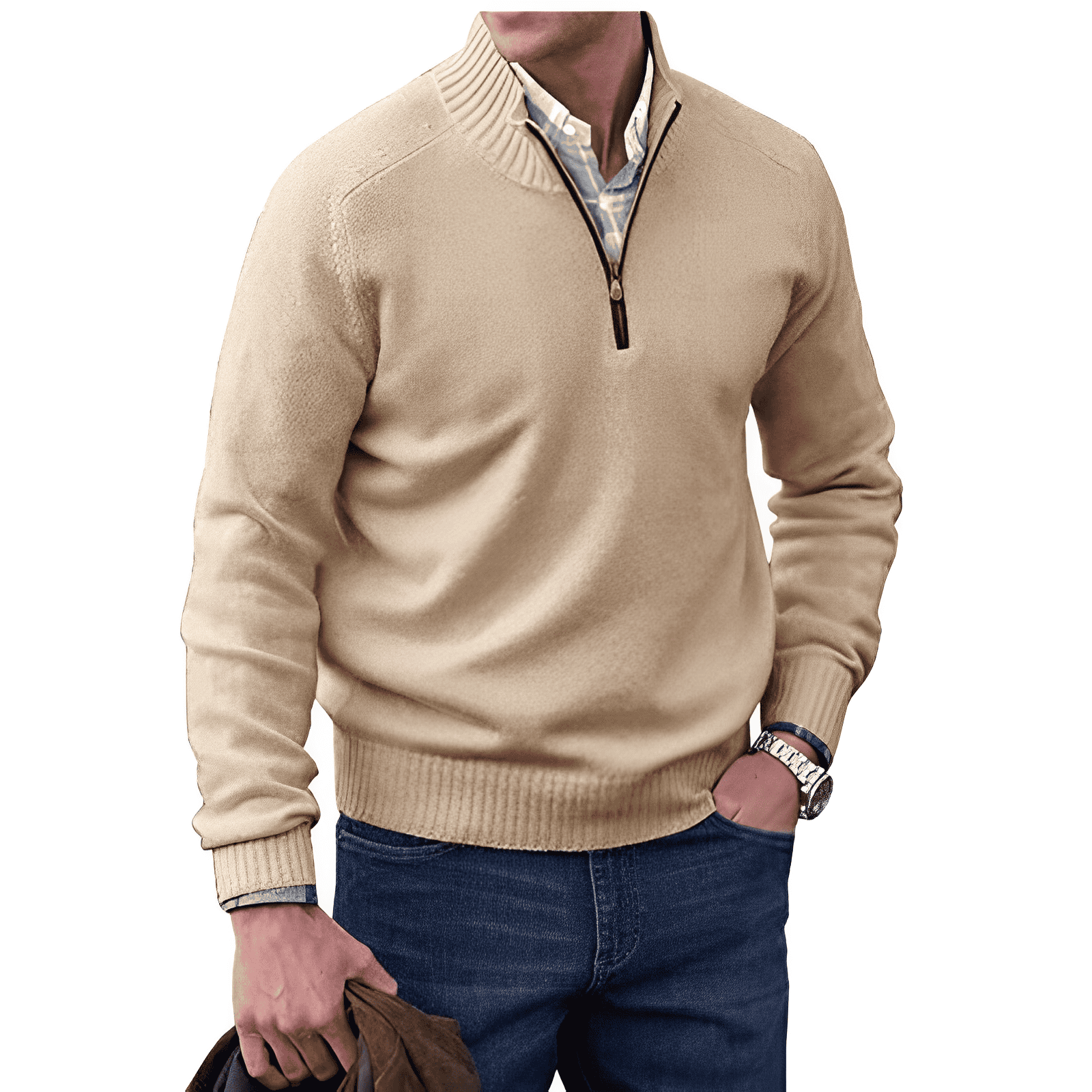 Men's - Comfortable Long Sleeve Sweater - Soft Knit Fabric - Casual Style for All Seasons