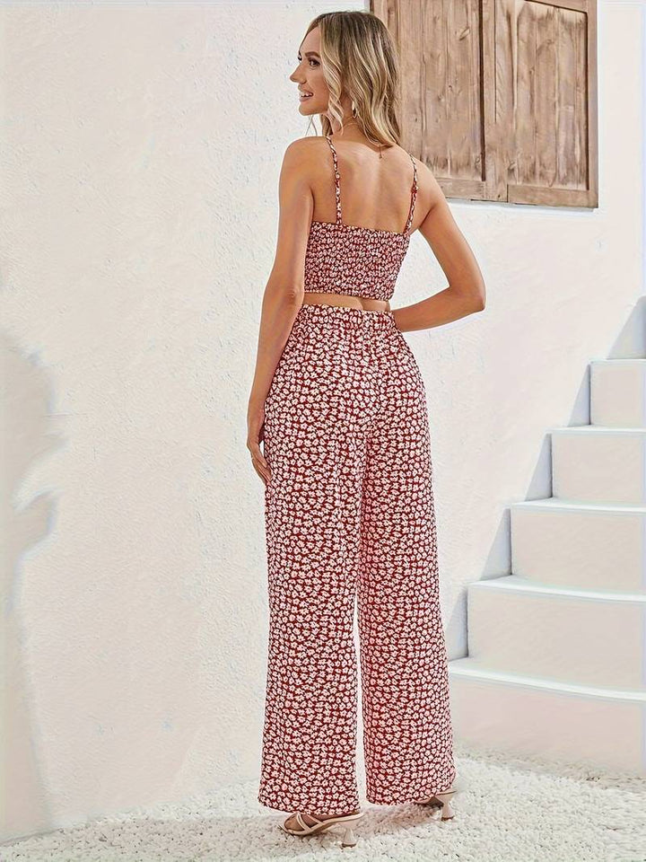 Two-piece Set With Floral Print and Spaghetti Straps