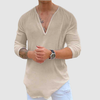 Casual cotton shirt with V-neck