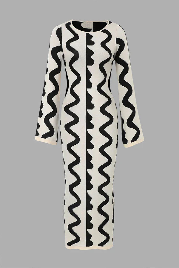 Knitted dress with wave pattern