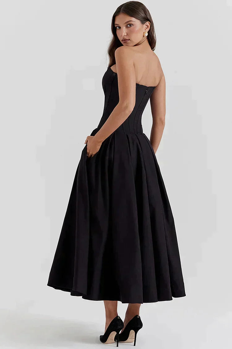 Elegant long strapless party dress