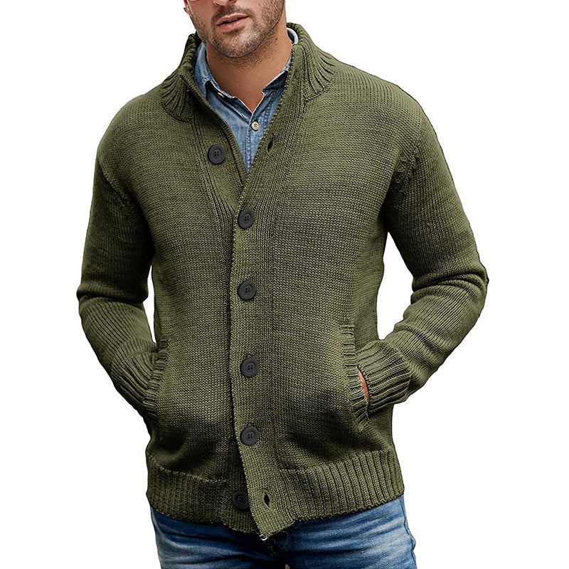 Single-coloured single-breasted knitted jumper