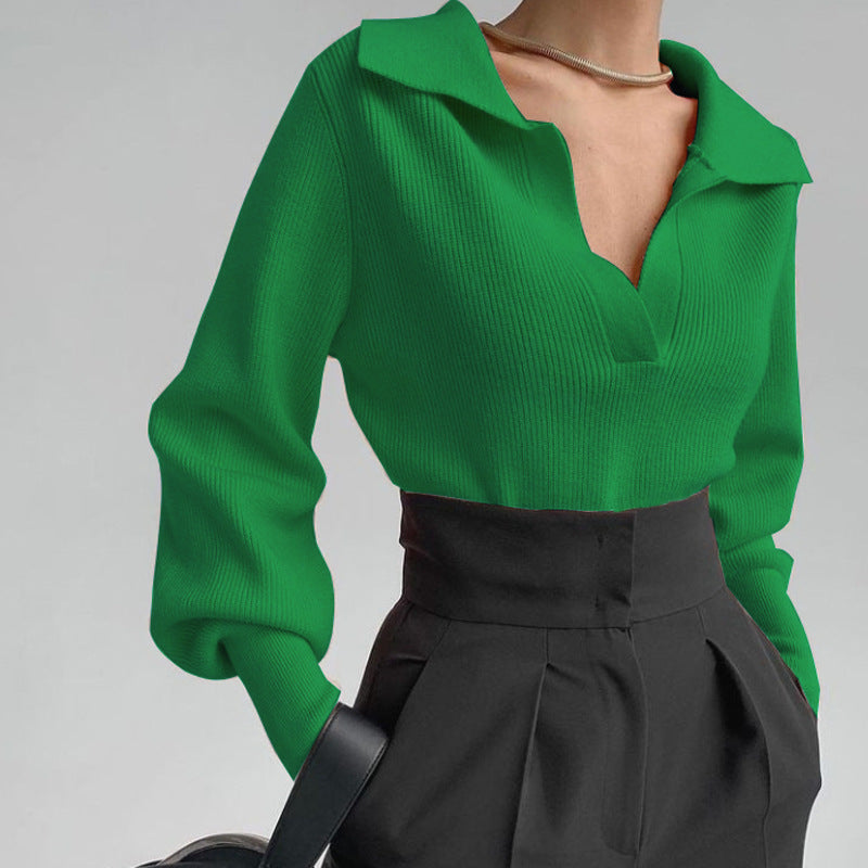 Sophisticated women fashion lapel temperament blouse jumper