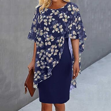 Floral print dress with stitching