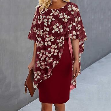 Floral print dress with stitching