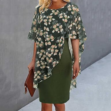 Floral print dress with stitching