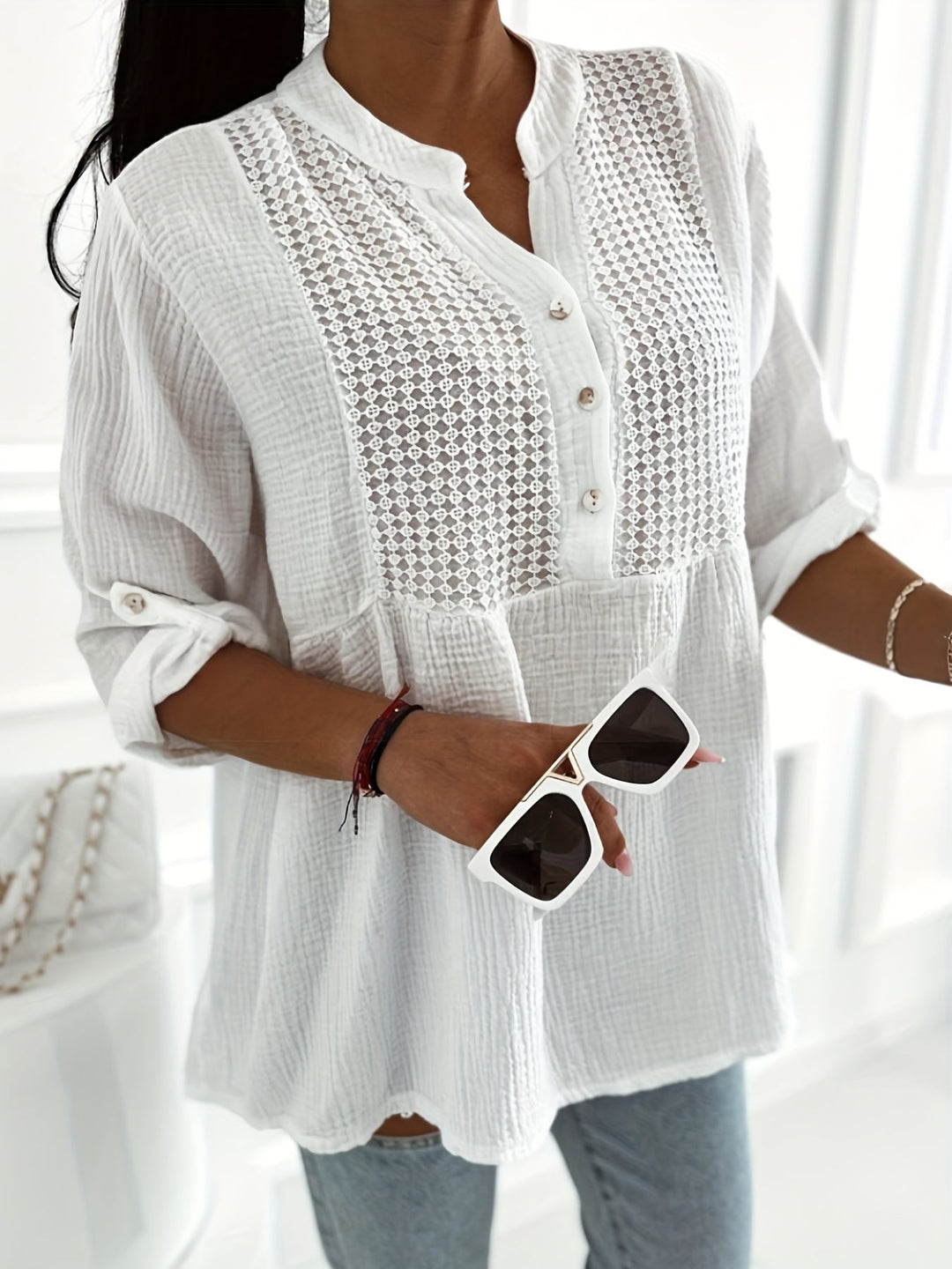 Women's - Linen Shirt - Airy & Comfortable Summer Shirt with Button Placket - Perfect for Warm Weather