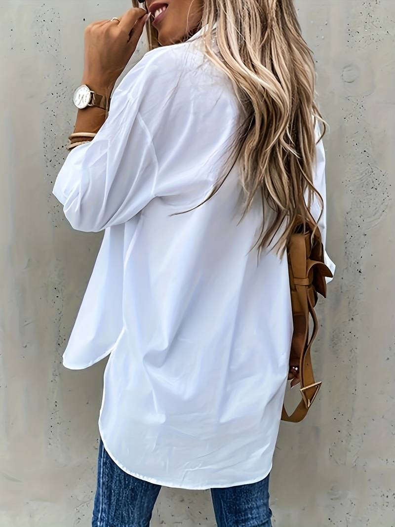 Loose long-sleeved pocket shirt