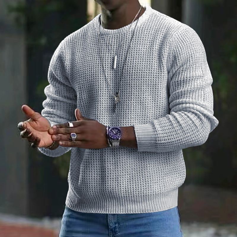 Men's versatile long-sleeved knit with round neckline