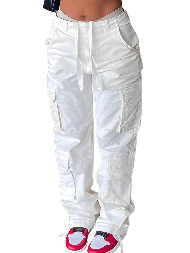 Baggy cargo trousers with high waist