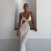 Trendy suspender backless long bandage dress