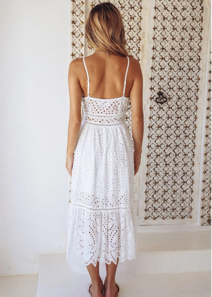 Timeless lace suspender dress