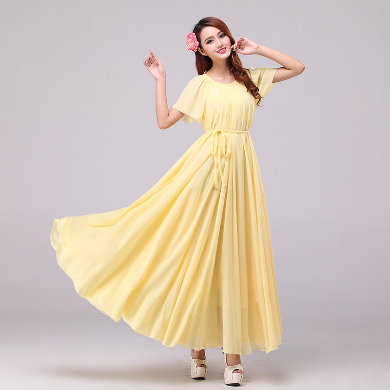 Fashionable Chiffon Large Swing Beach Dress