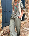 Women's - Elegant Blouse and Trouser Set - Chic Style - Perfect for Any Occasion - Comfortable and Stylish Outfit