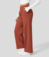 High-waisted straight leg stretch trousers