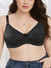 Plus Size Jacquard Sheer Bralette With Flowers