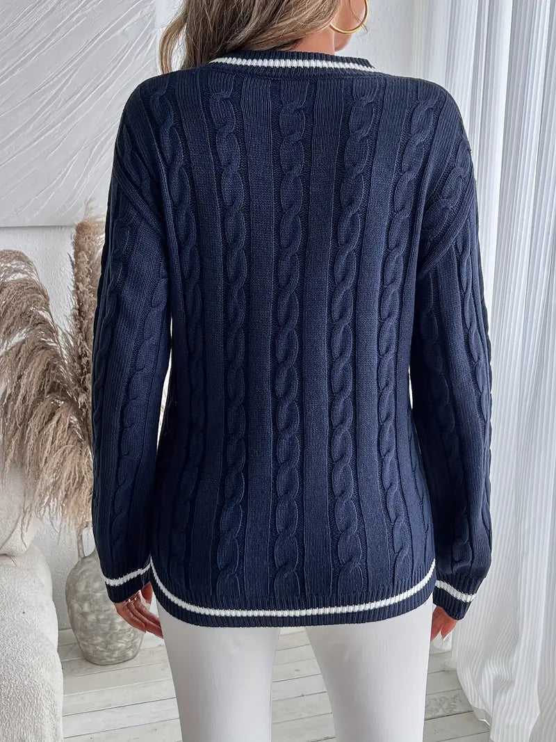 Women's Cosy V-Neck Sweater - Soft Knit Fabric - Ideal for Fall Layering - Perfect for Autumn Style