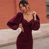 Versatile Waist Bubble Sleeve Long Sleeve Dress