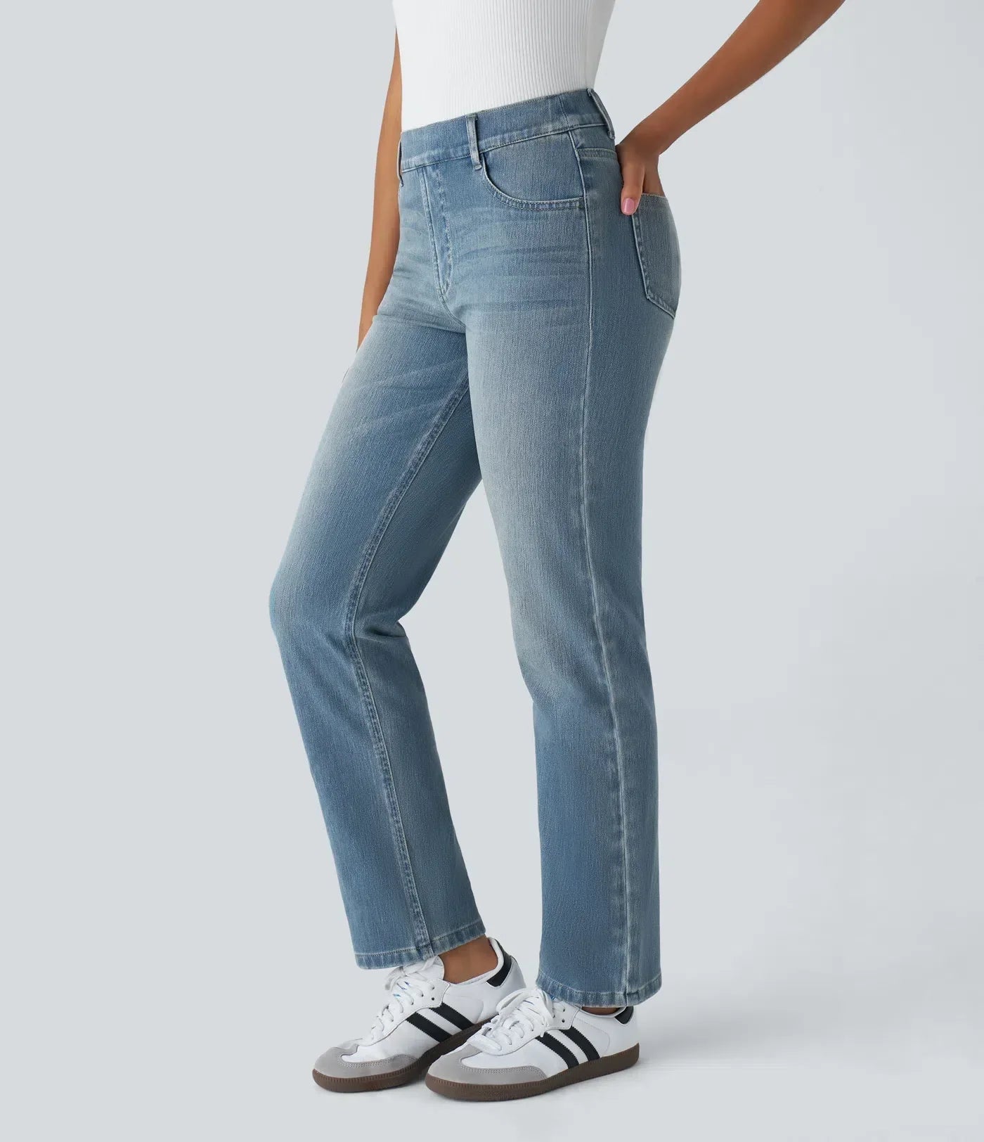 Women's - Elastic Trousers - Stretchy Fabric - Versatile Everyday Wear for All Occasions