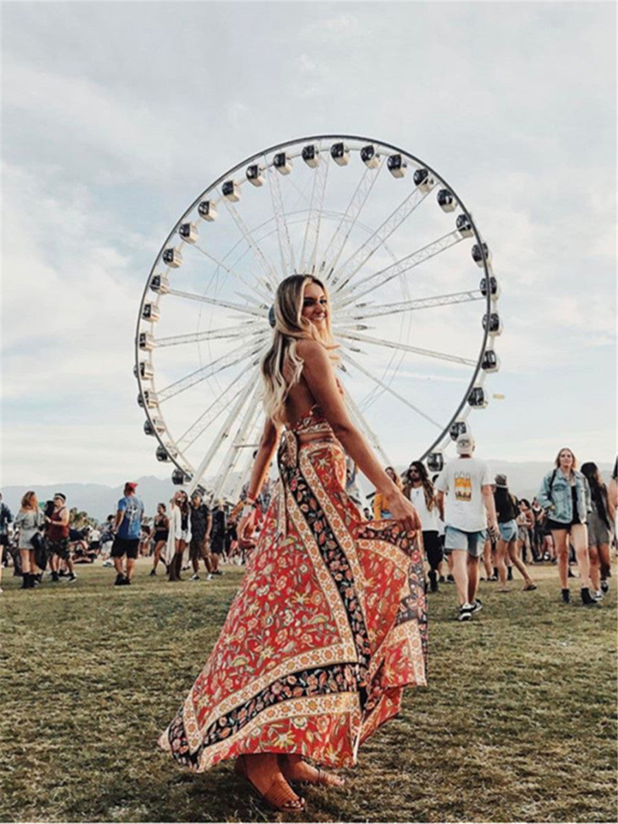 Modern red vintage dress slit legs