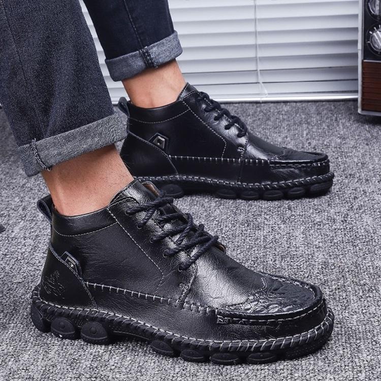 Men's - Leather Lace-Up Boots - Ankle High