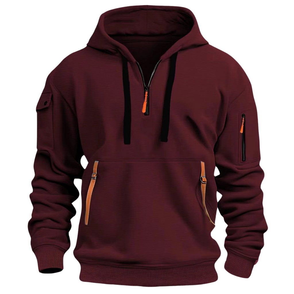 Men's - Casual Hoodie - Long Sleeve Pullover - Multi Pockets - Stylish and Practical for Everyday Wear