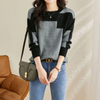 Casual jumper with geometric knit pattern