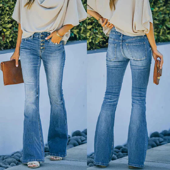 Jeans with high waist and flared leg