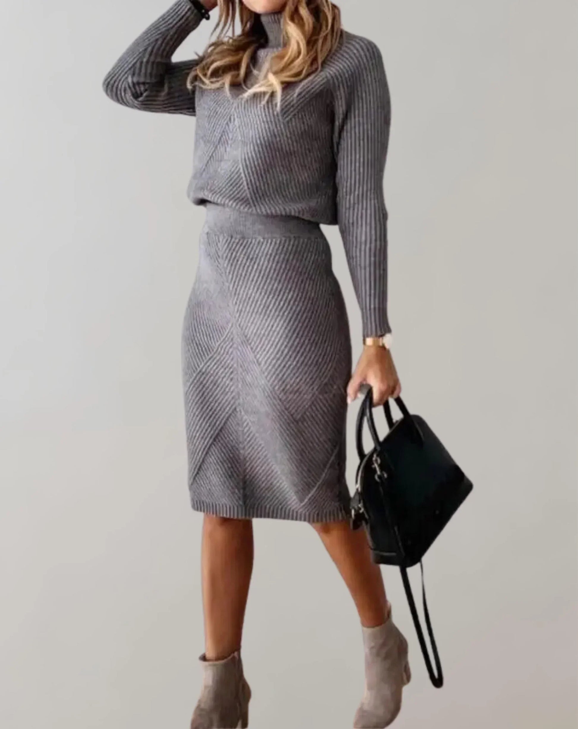 Women's - Two-Piece Slim Fit Set - Ribbed Knit