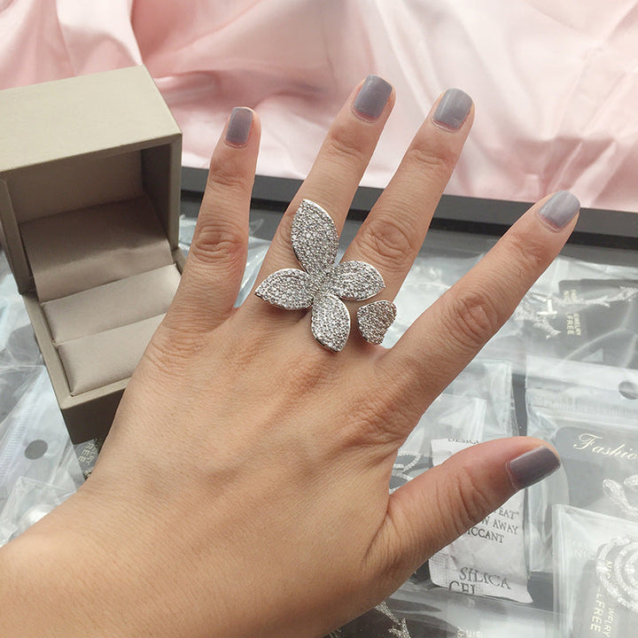 Oversized Silver Leaf Ring