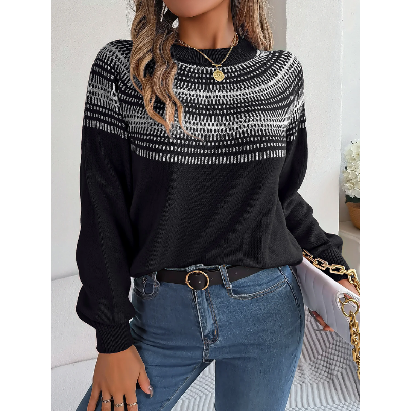 Knitted women's jumper with a Norwegian pattern