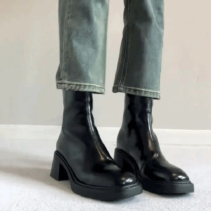 Women's - Ankle Boots - Stylish Square Toe Design with Block Heel - Comfortable Footwear for Any Occasion