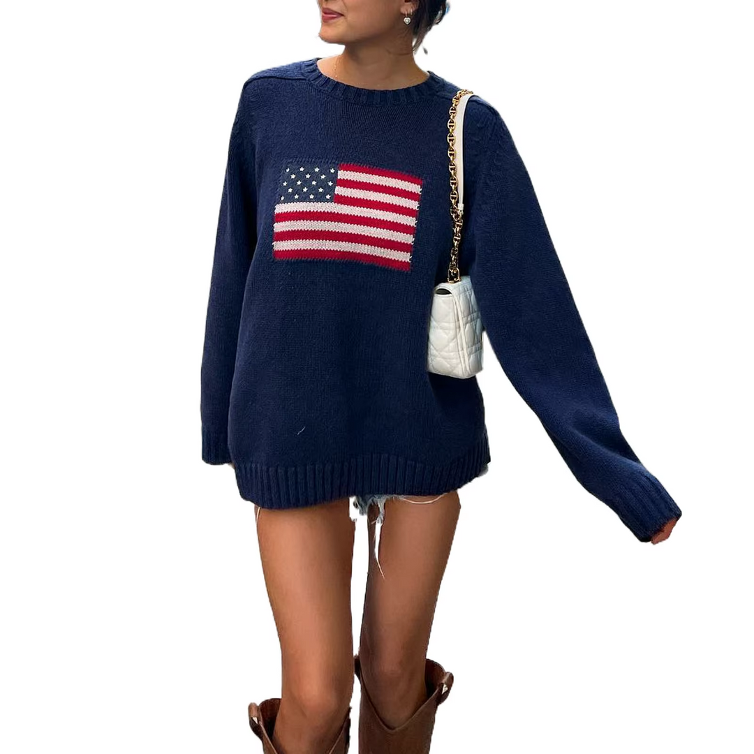 Knitted jumper with American flag