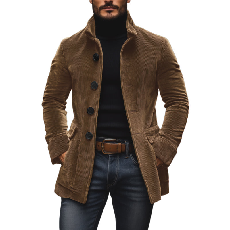 Men's - Vintage Short Coat - Corduroy - Stand Collar Slim Fit