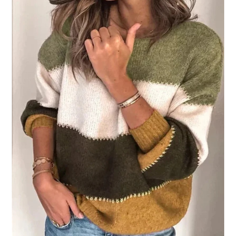 Soft colour block jumper, comfortable jumper