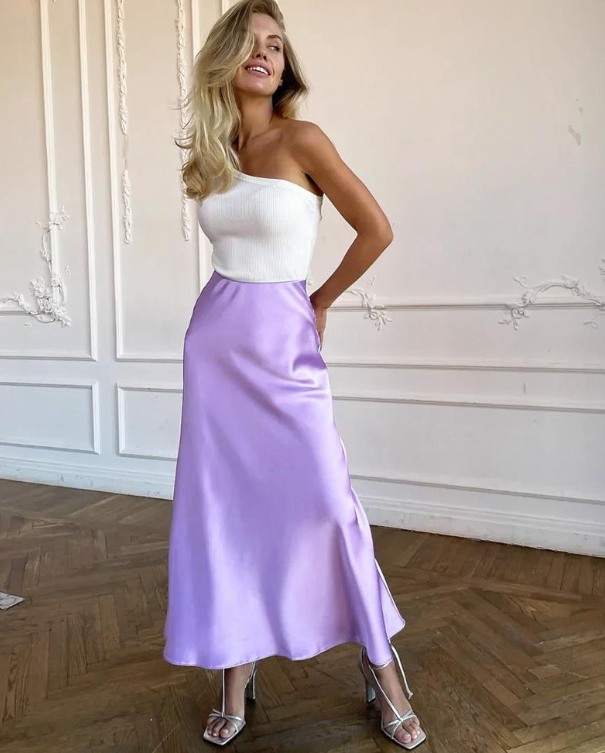 Stylish skirt with high waist Silky Ice Silk Skirt