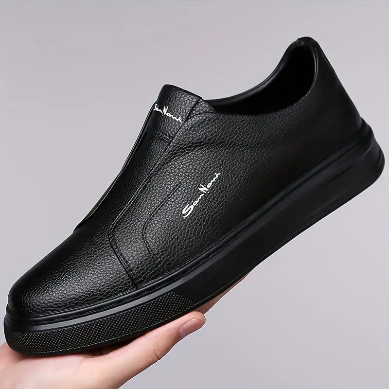 Men's - Slip-On Sneakers - Leather - Casual Canvas Comfort - Stylish Footwear