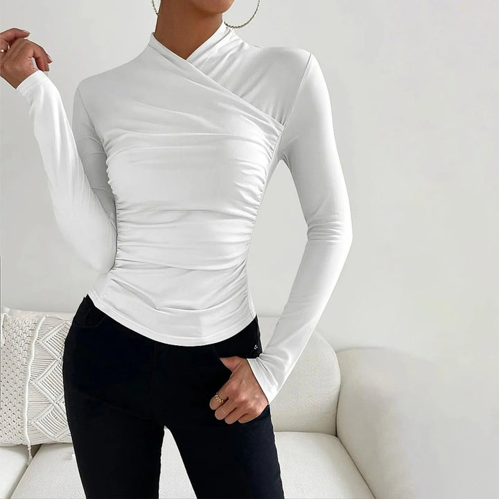 Elegant Ruched Wrap Tight Long Sleeve for Women