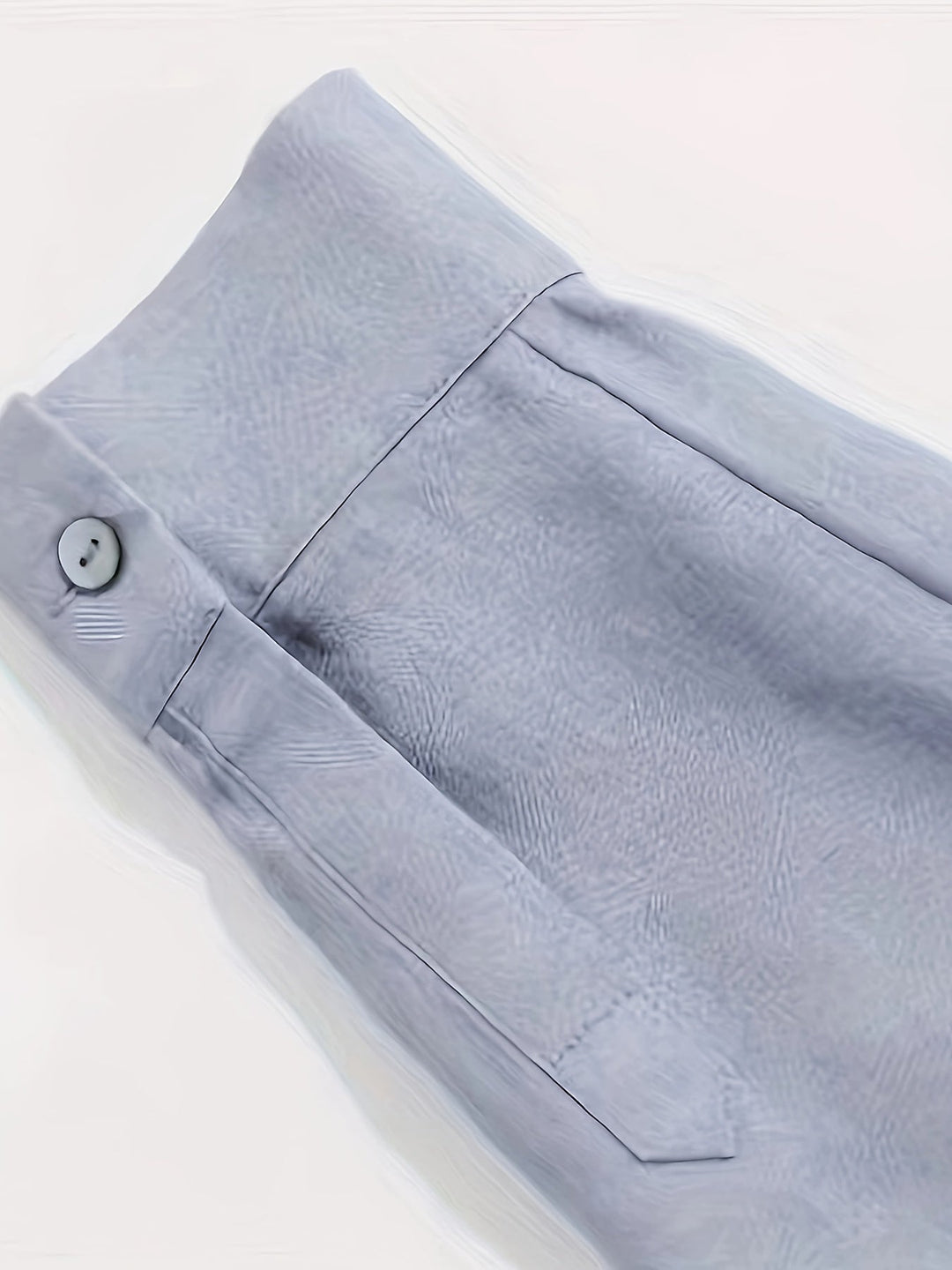 Women's - Linen Shirt - Light Blue Long-Sleeved with Split Sleeves - Elegant and Comfortable Style