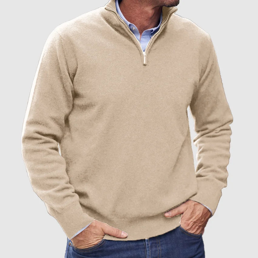 Men - Sweater - Zip-Up - Cashmere Look