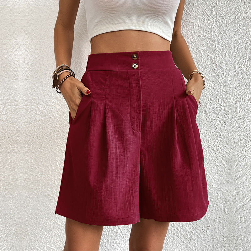 Leisure ladies high waist wide leg shorts fashion