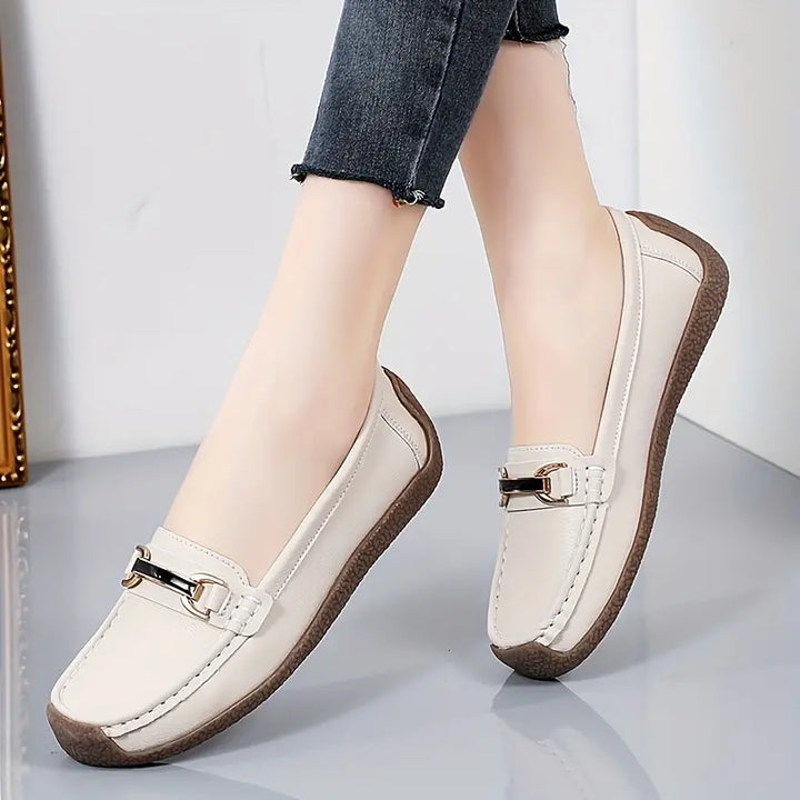 Flat Comfort Shoes With Metal Accents