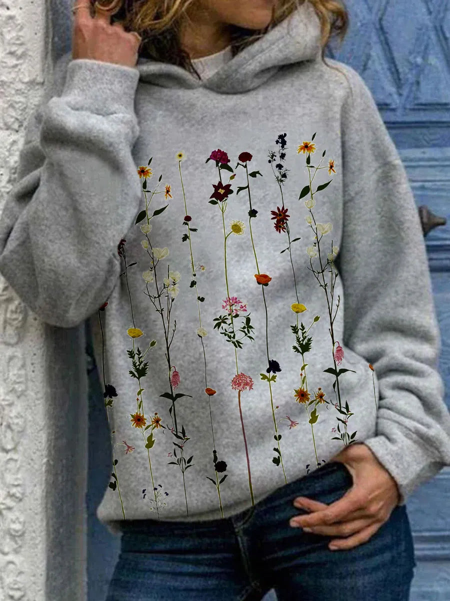 Hoodie with floral print