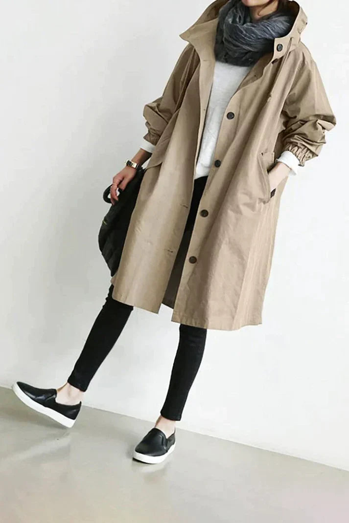 Trench coat with hood