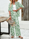 Chic Two-Piece Set With All-over Print, Shirt and Trousers With Button Closure