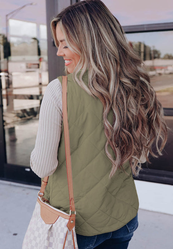 Women's - Cosy Fuzzy Zip-Up Vest Coat with Pockets - Warm and Stylish Outerwear