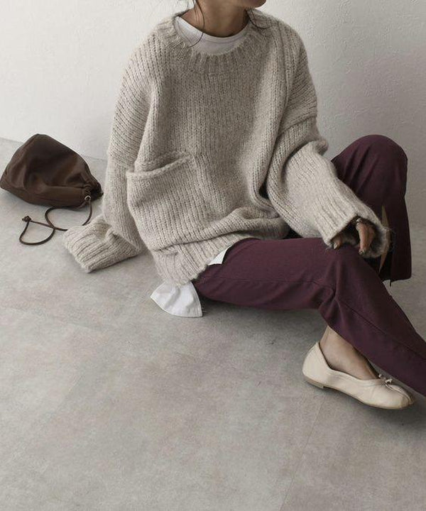 Oversized knitted jumper with pocket